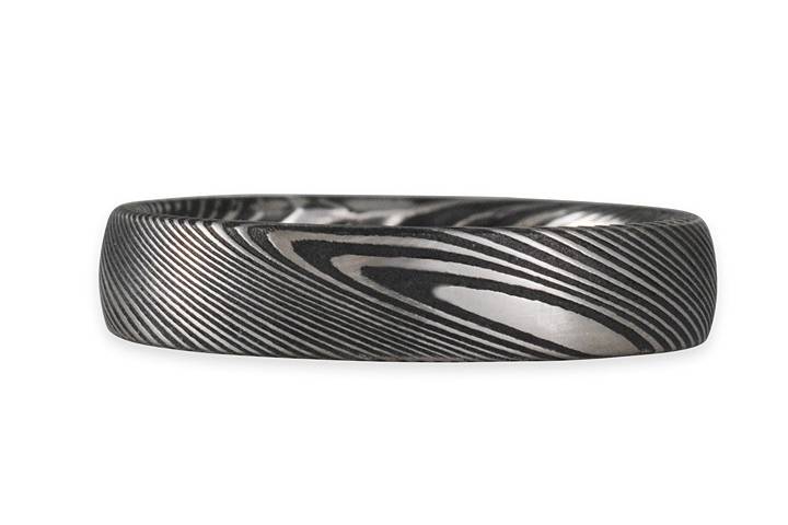 CHRIS PLOOF- Damascus Steel Wedding Band with Thor Pattern