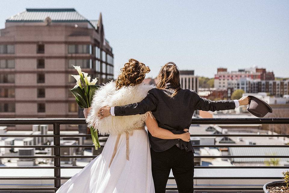 Joyful newlyweds