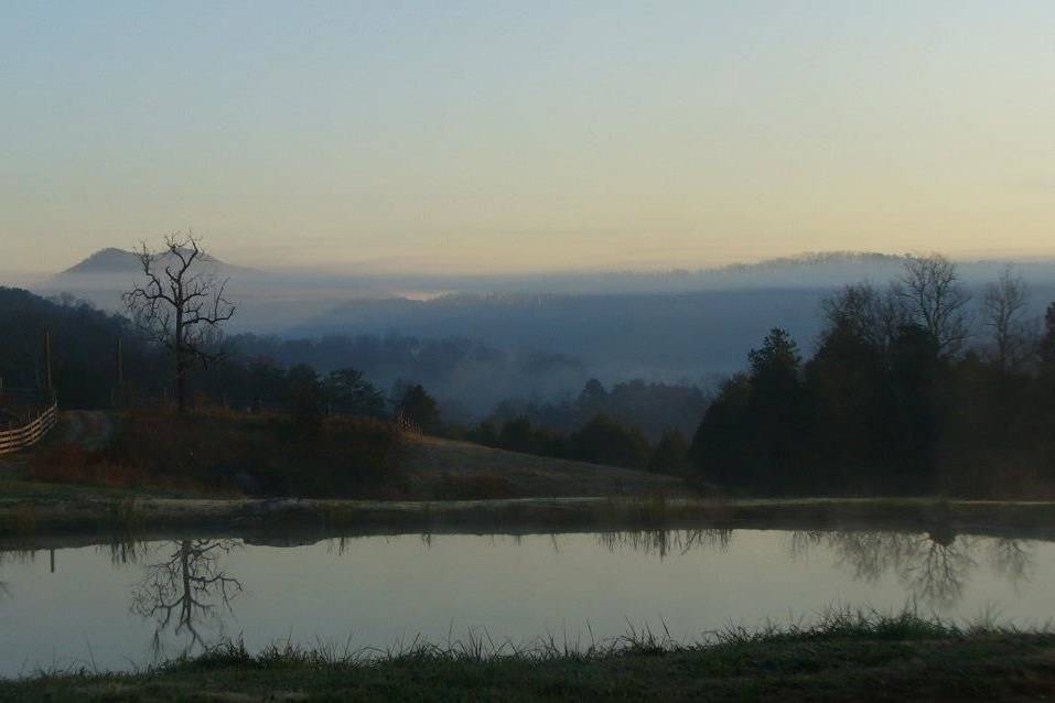 Pond and mountain views