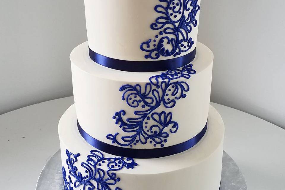 Blue aztec wedding cake