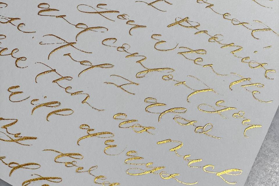 Custom Vows in gold ink