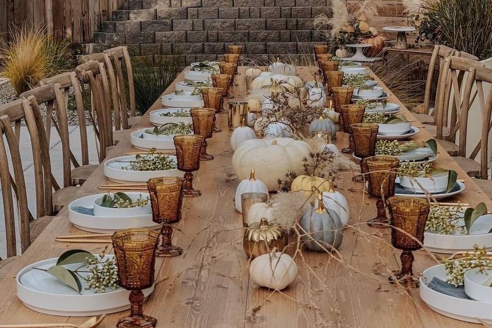 Wood tables and chairs