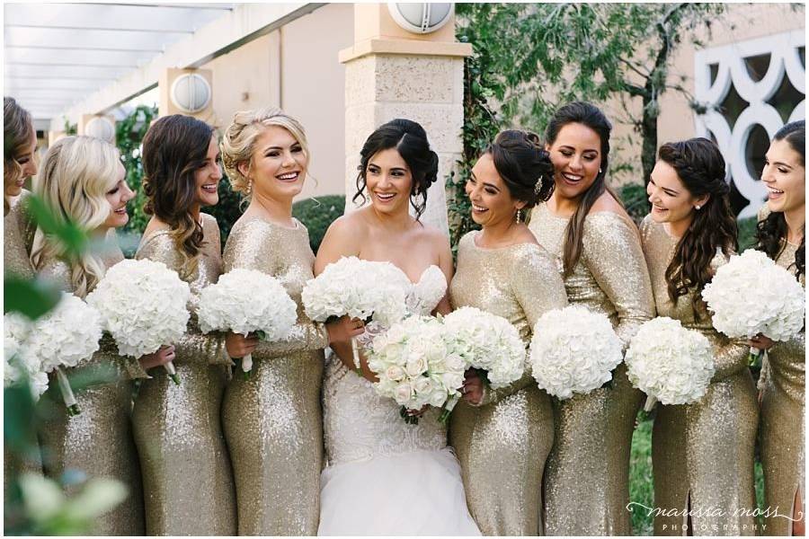 The bride with her bridesmaids