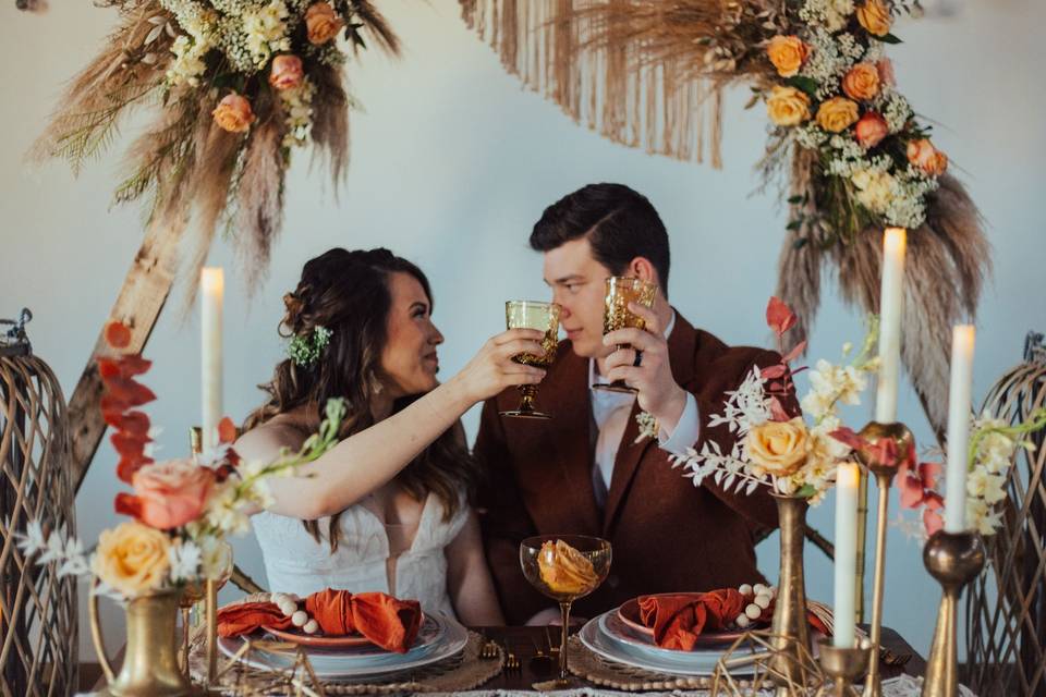 Sweetheart Table with Pampas