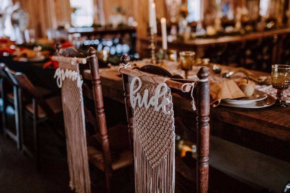 Bride & Groom Macrame Signs