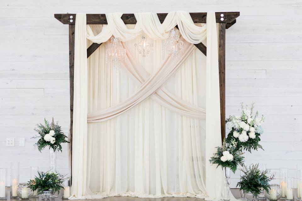Arbor with Draping/Chandeliers