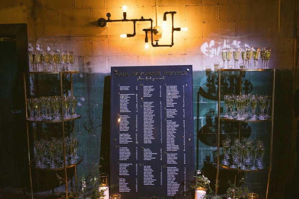 Seating chart and candles
