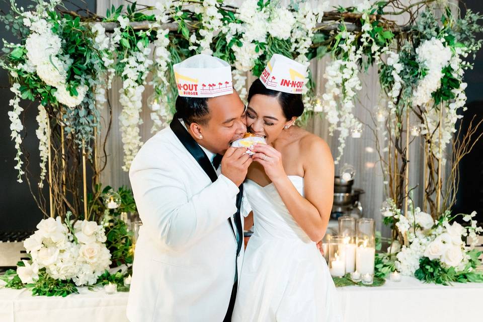 Newlyweds enjoying an In-N-Out burger