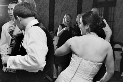 Bride and her guests on the dance floor