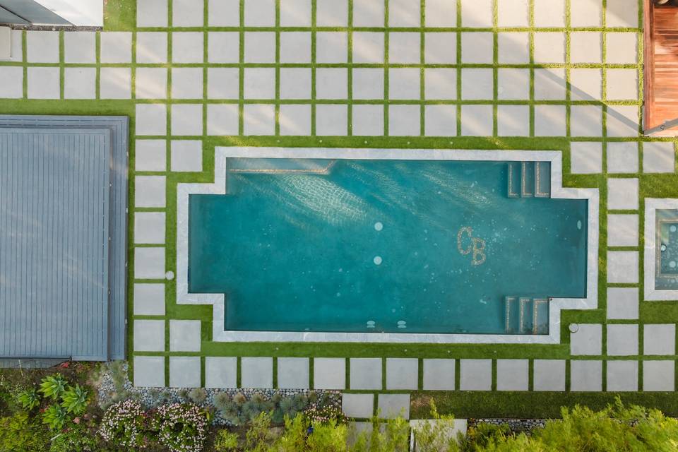 Overhead View Pool Area