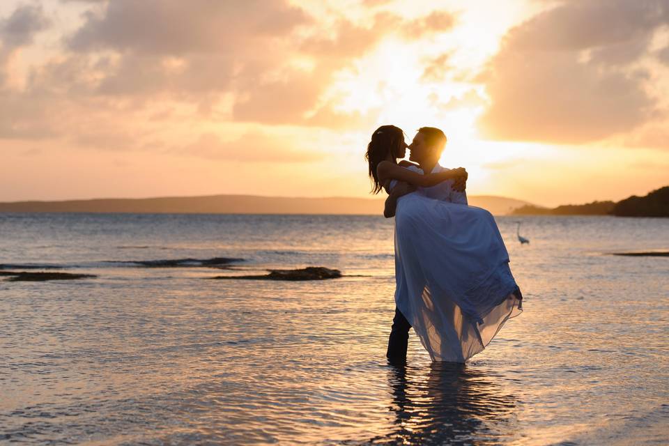 Sunset wedding photo