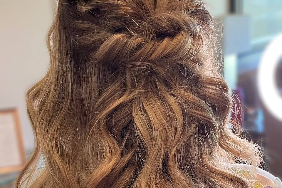 Textured half updo