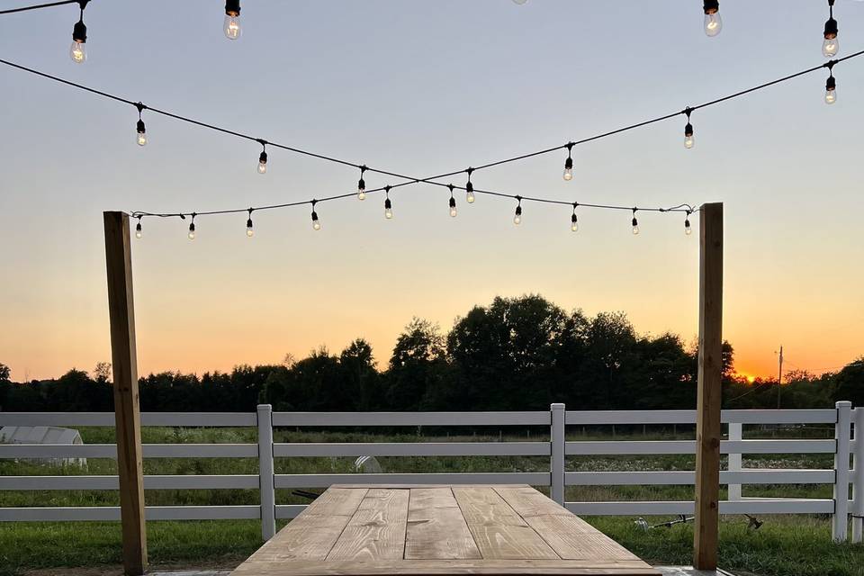 Farmhouse table by pasture