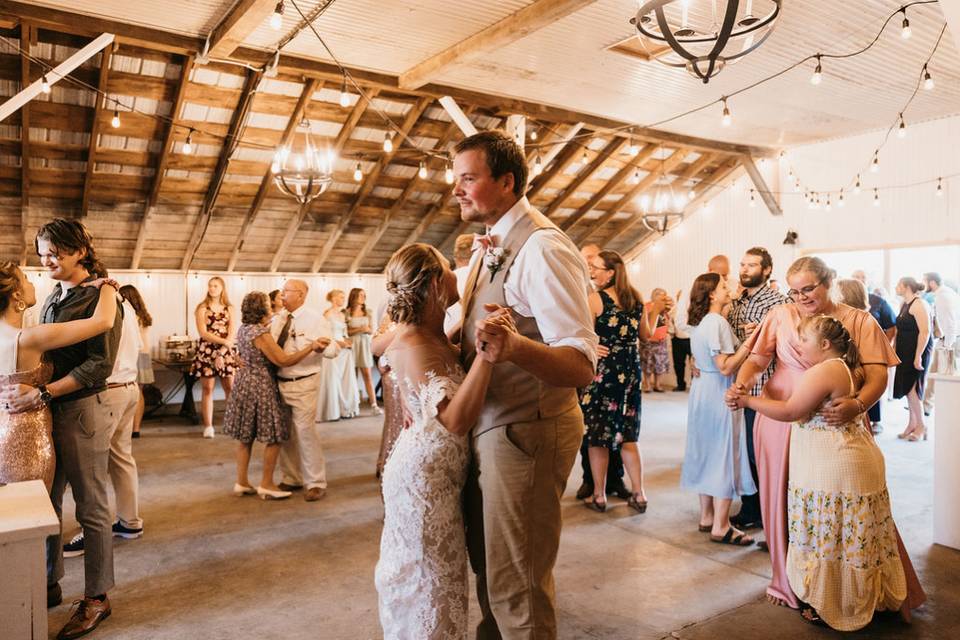 Dance floor in the party barn
