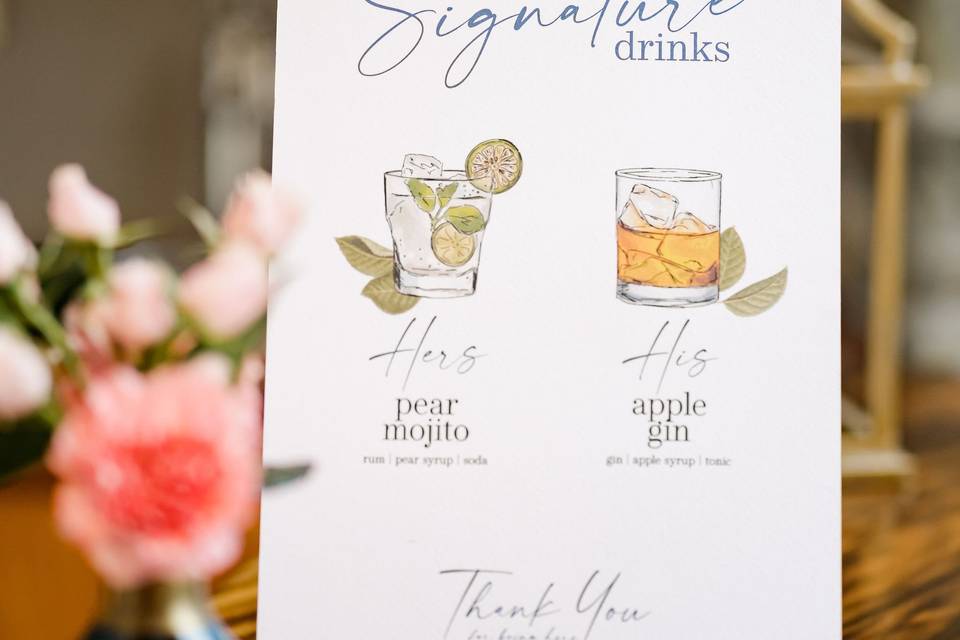 Signature cocktails signage