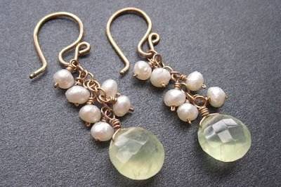 Choice of pearls or peridot with prehnite, about 1-1/2