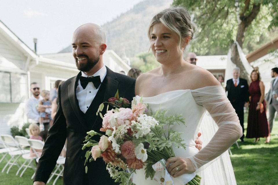 Bride groom walking aisle