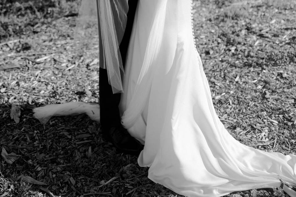 Bride groom under veil