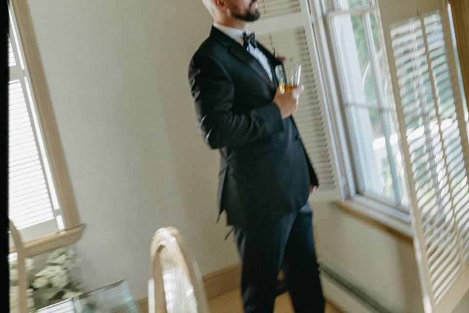 Groom getting ready