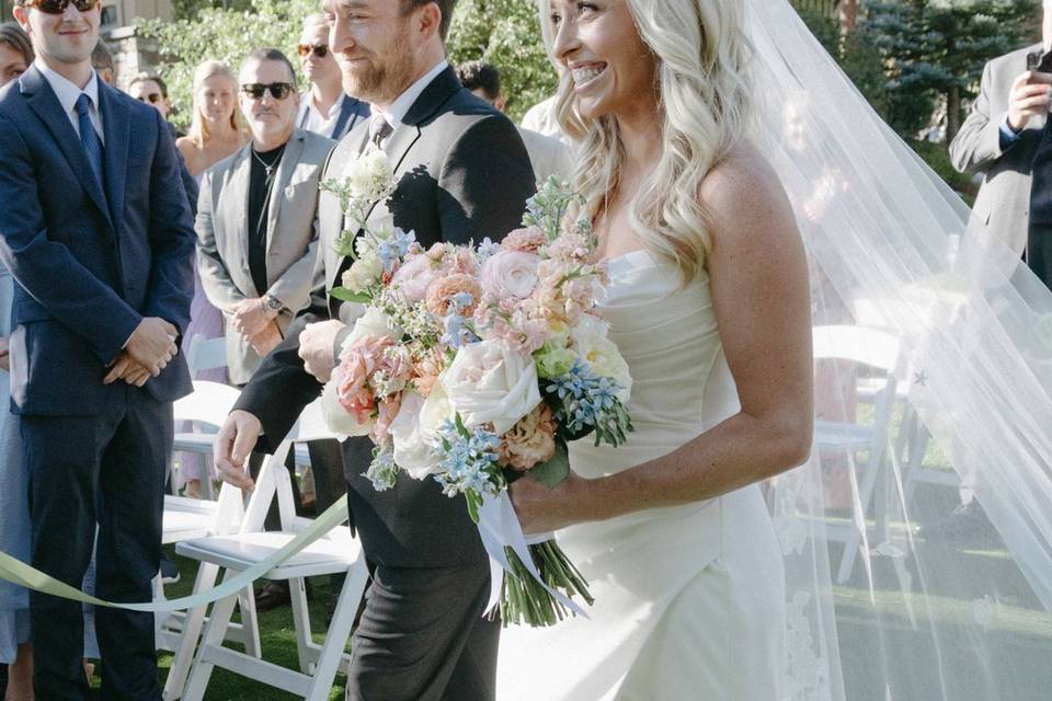 Bride walking down aisle