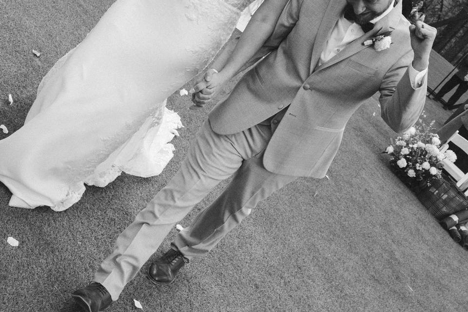 Bride groom walking aisle