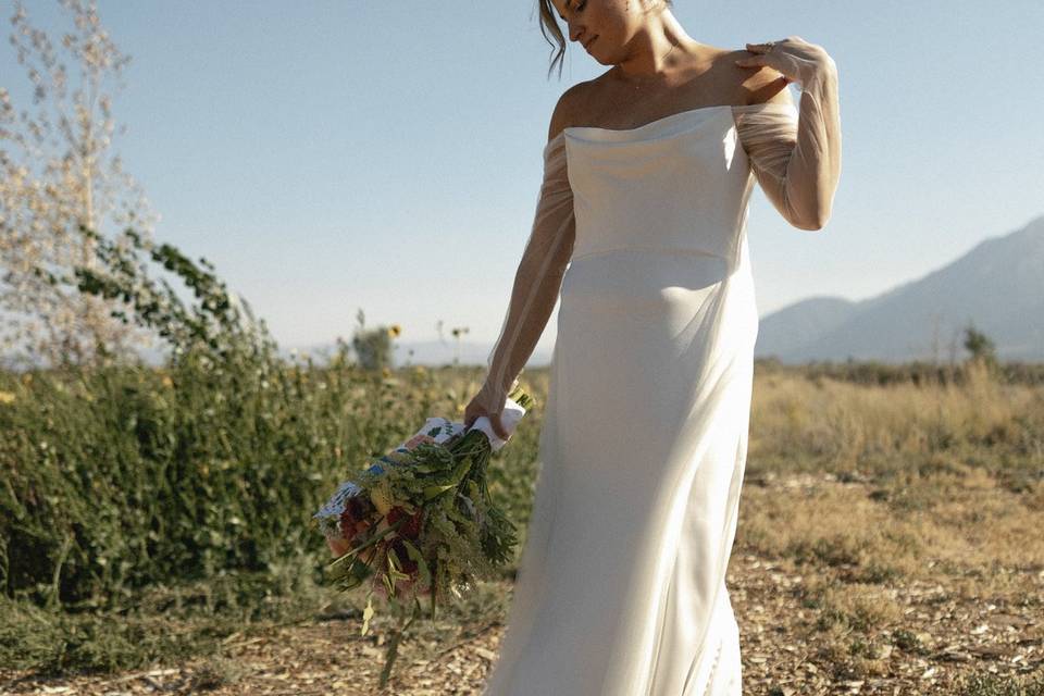 Bride in desert portrait