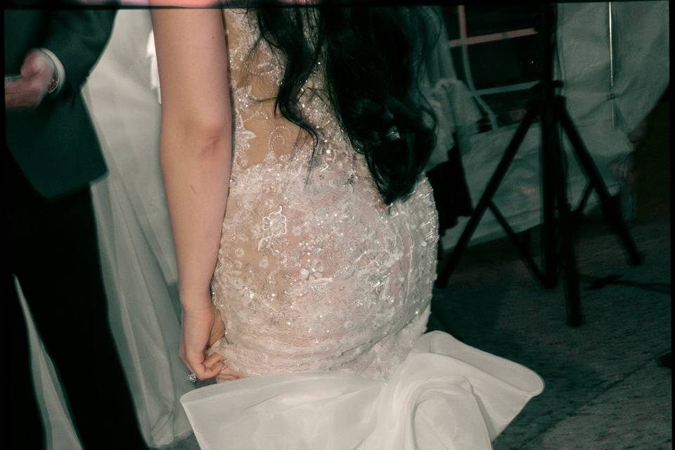 Back of wedding dress bow