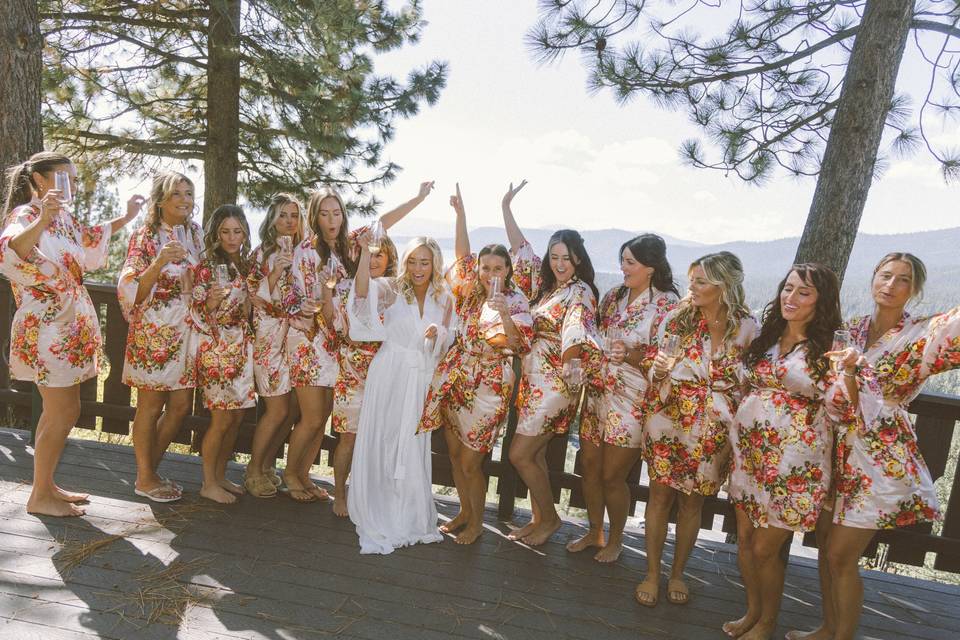 Bride with bridesmaids