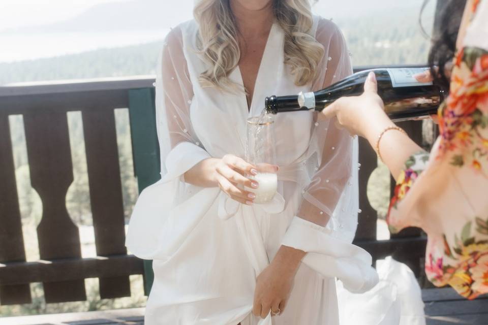 Bride with champagne