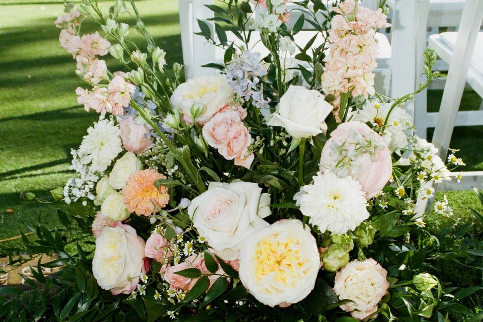 Aisle wedding florals