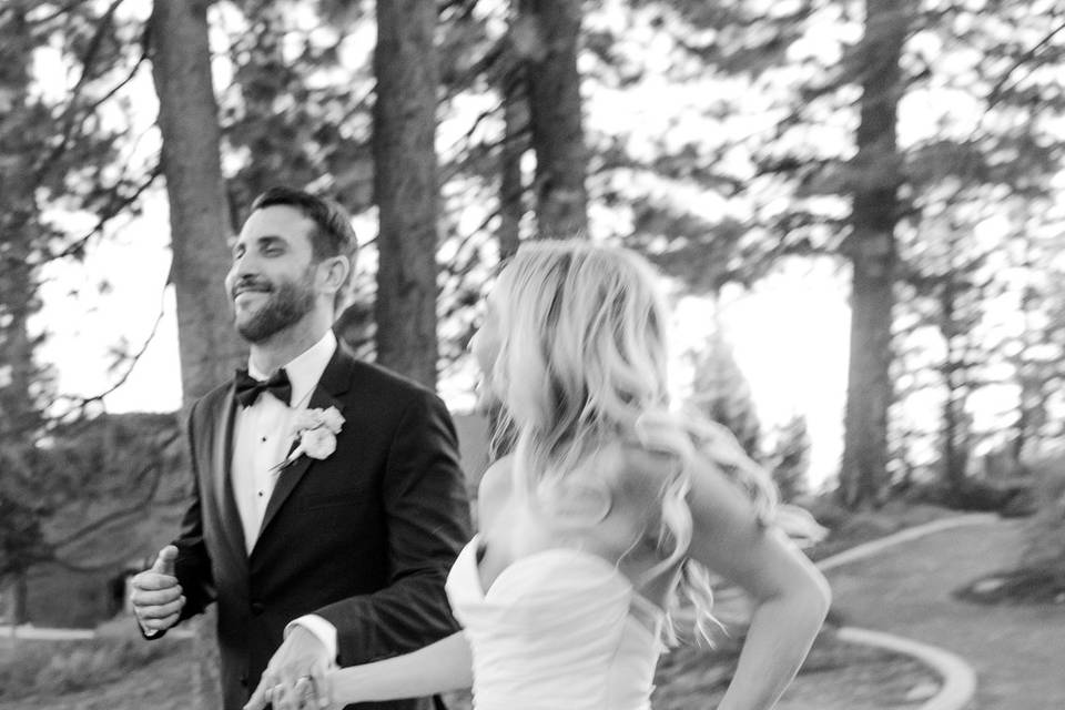 Bride groom running