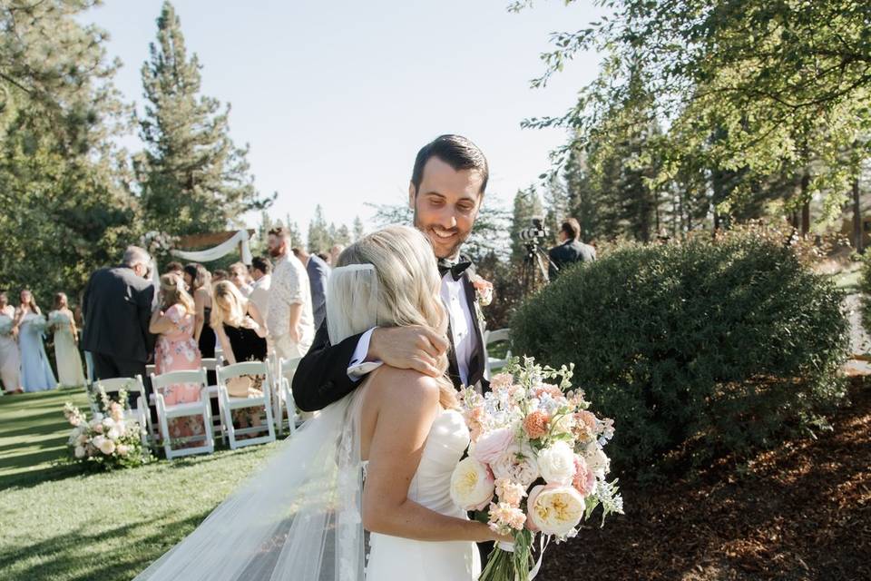 Bride groom walking away