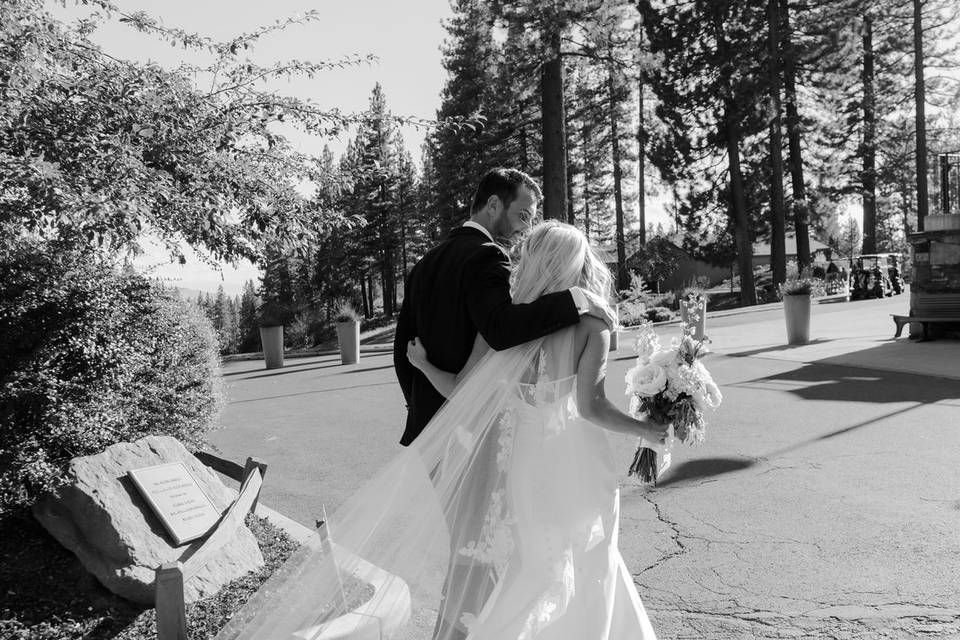 Bride groom walking away