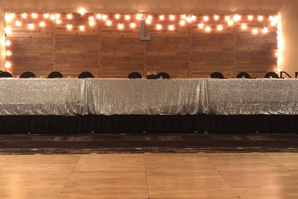 Head table with string lighting