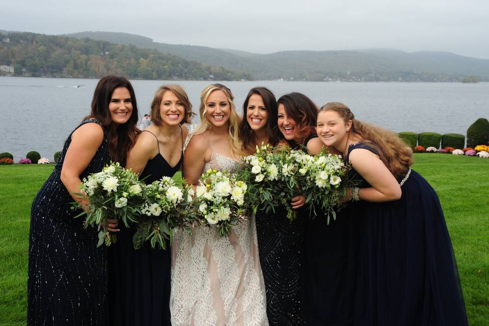 Bride and her bridesmaids