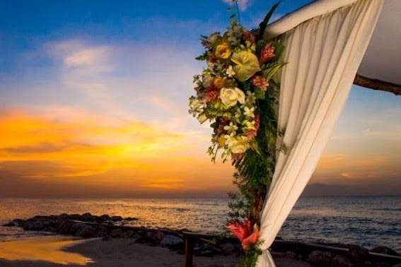 Magnificent tropical flowers and settings for any season for a destination wedding in the Caribbean!