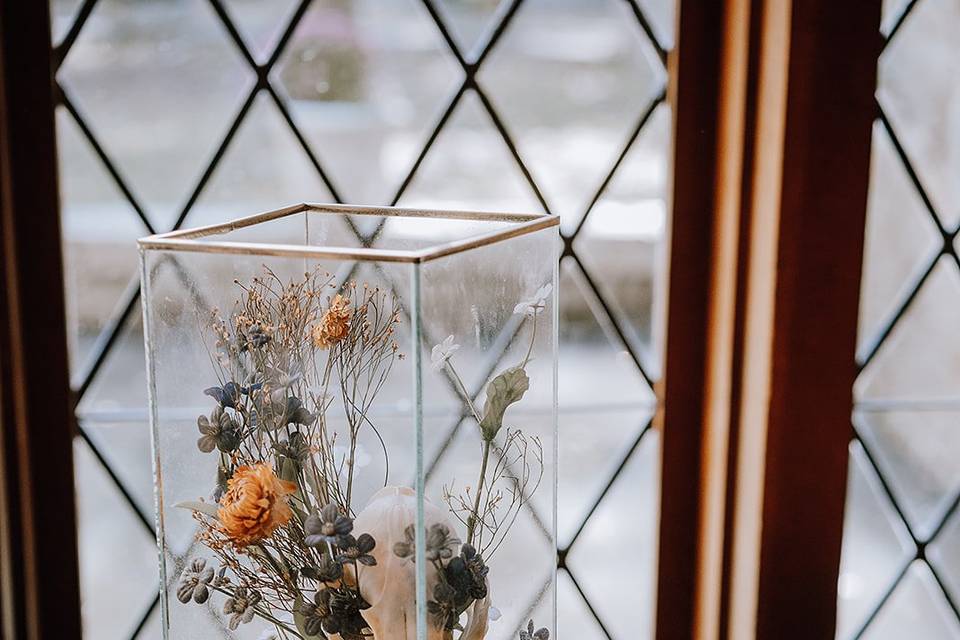 Skull & book centerpieces