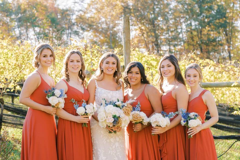 Bridesmaids in Orange