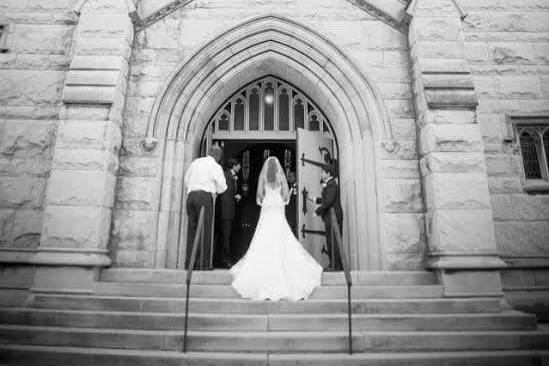 Bride at the steps