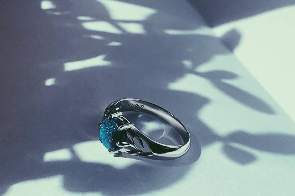 Starry black opal in platinum