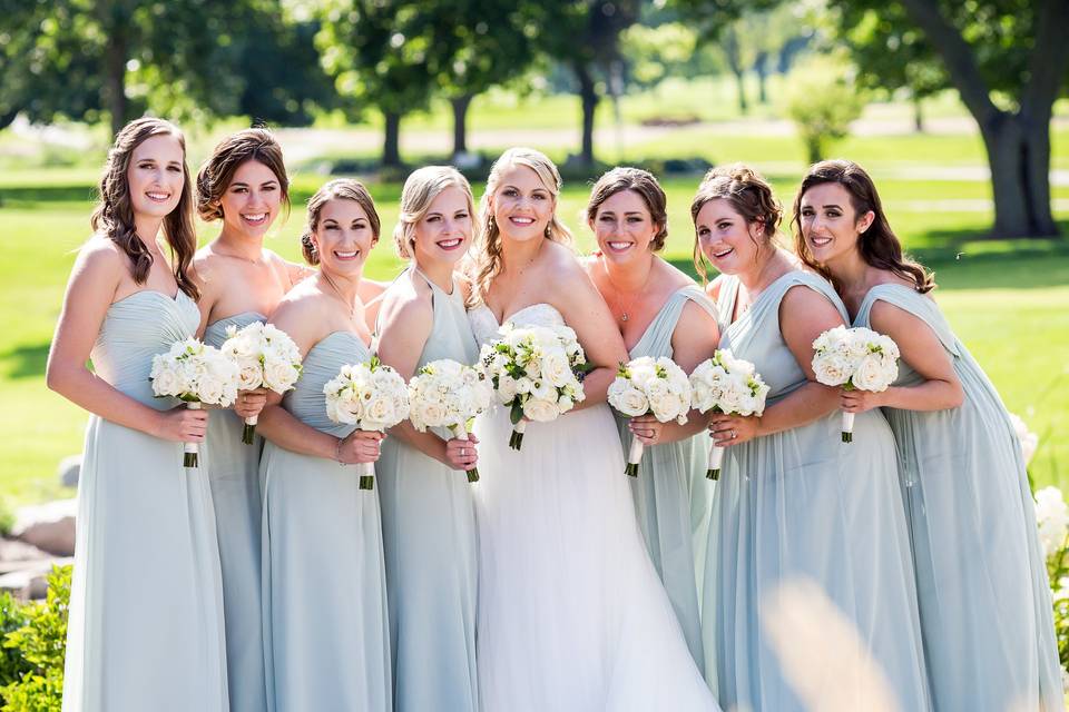 The bride with her bridesmaids