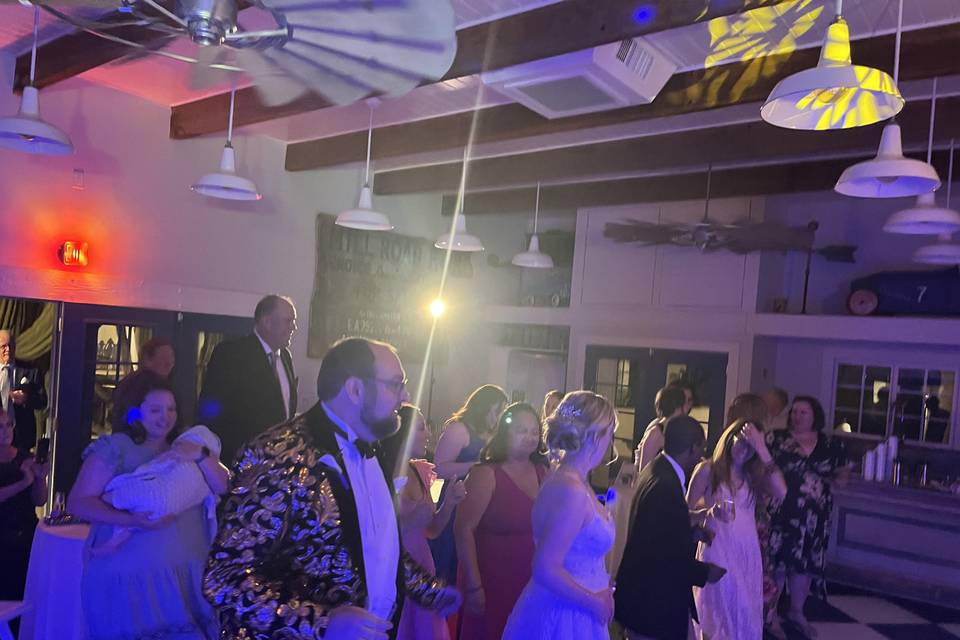 Bride and groom dancing