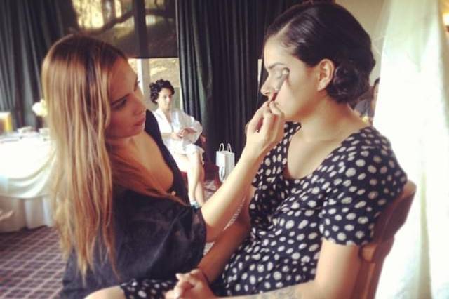 Bridal makeup behind the chair