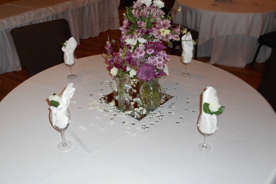 Table centerpiece and glasses