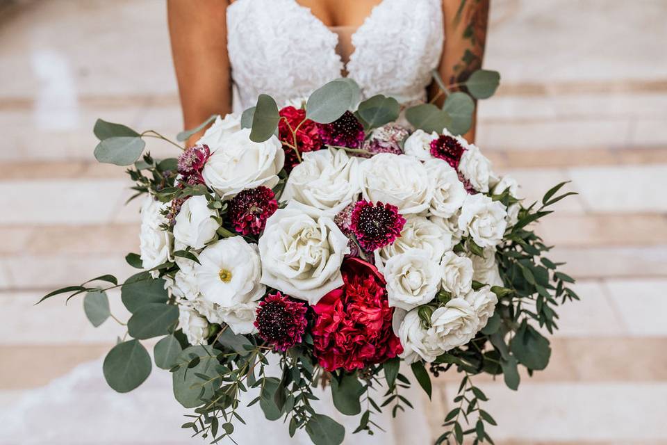Burgundy and white bouquet