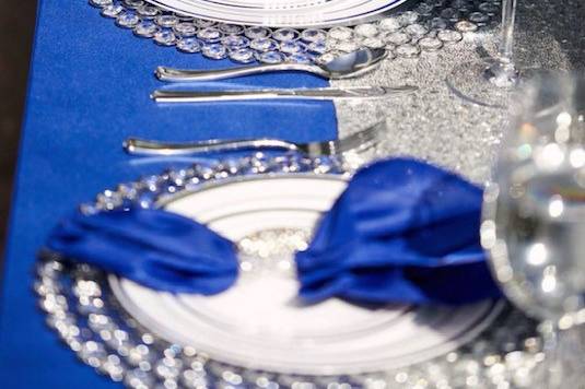 Wedding reception with blue
