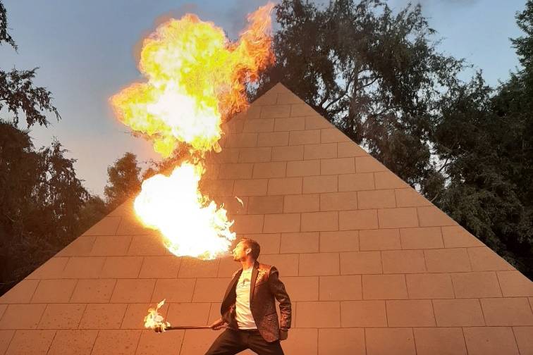 Fire Breathing Pyramid DJ