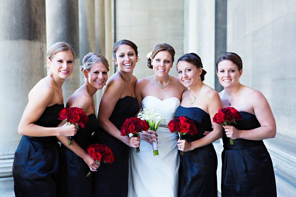 Bride with bridesmaids