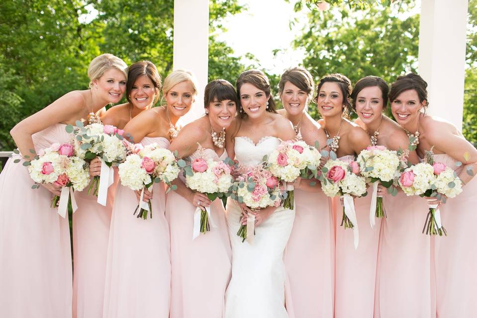 Bride with bridesmaids