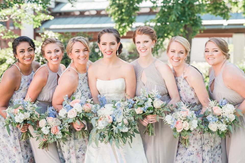 Bride with bridesmaids